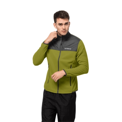 Jack Wolfskin Fleecejacke DNA Block Fleece - warm, an den Schultern winddicht, wasserabweisend - grün Herren